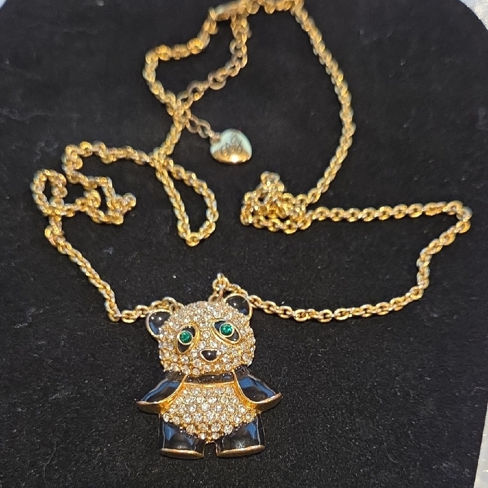 Betsy Johnson Large Gold Panda Pendant Necklace
